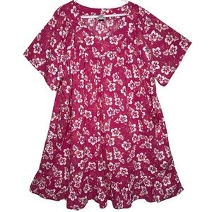 Anthony Richards Pink Floral Maxi House Dress Kaftan Muumuu 6X Hawaiian Relaxed